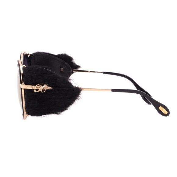 New Blumarine Limited Edition Women Sunglasses SBM-109S-300G Black Gold Mirror - Picture 2 of 10